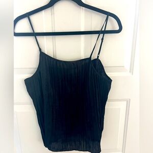 A New Day Black Pleated Camisole Adjustable Straps New Women’s Top Size Large